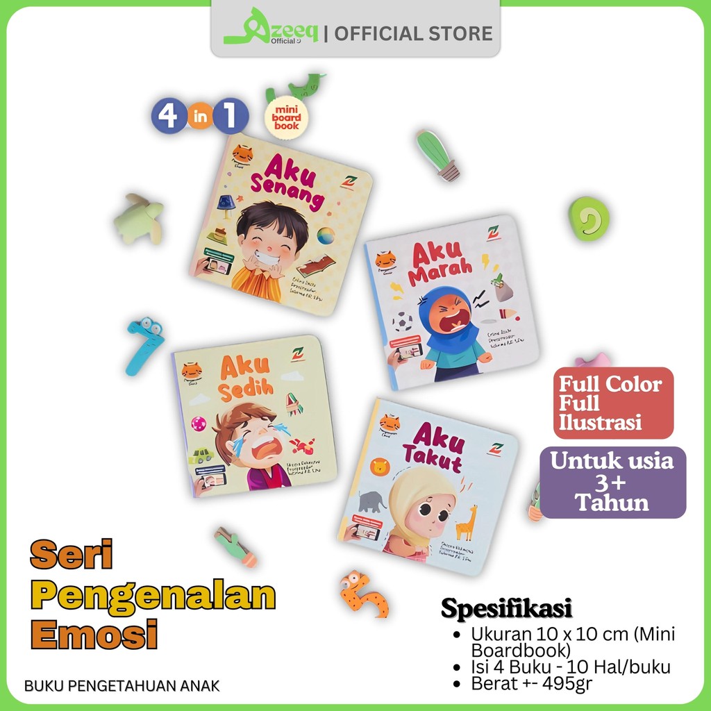 1 Paket 4 Buku Seri Pengenalan Emosi Untuk Anak - Boardbook Anak Buku Bayi | Penerbit Ziyadbooks