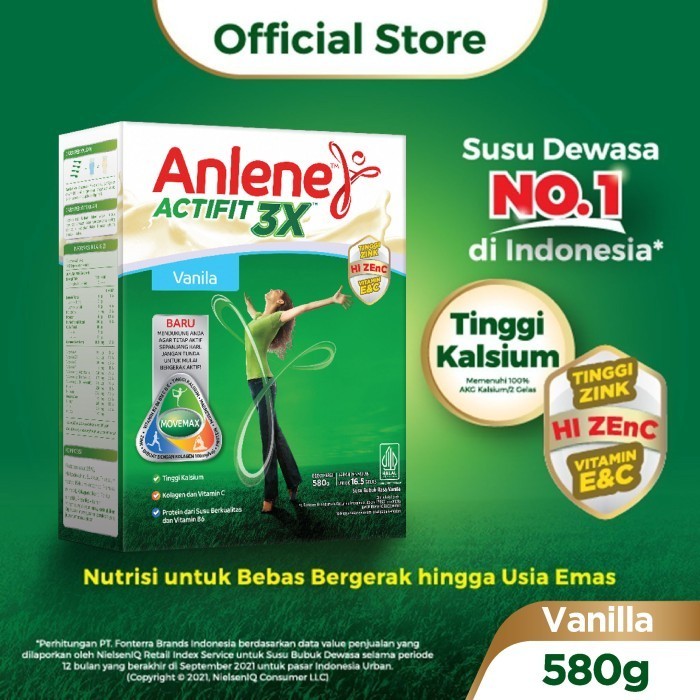 

Anlene Actifit 3X Susu Bubuk Dewasa Vanila 580g - Tulang & Sendi