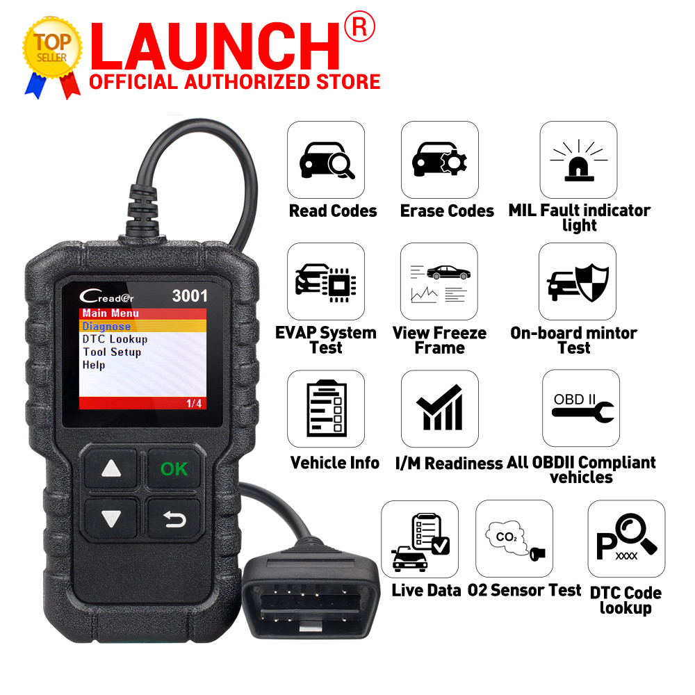 LAUNCH X431 Creader 3001 OBD2 scanner Provide OBDII/EOBD full function CR3001 Diagnostic tool PK ELM