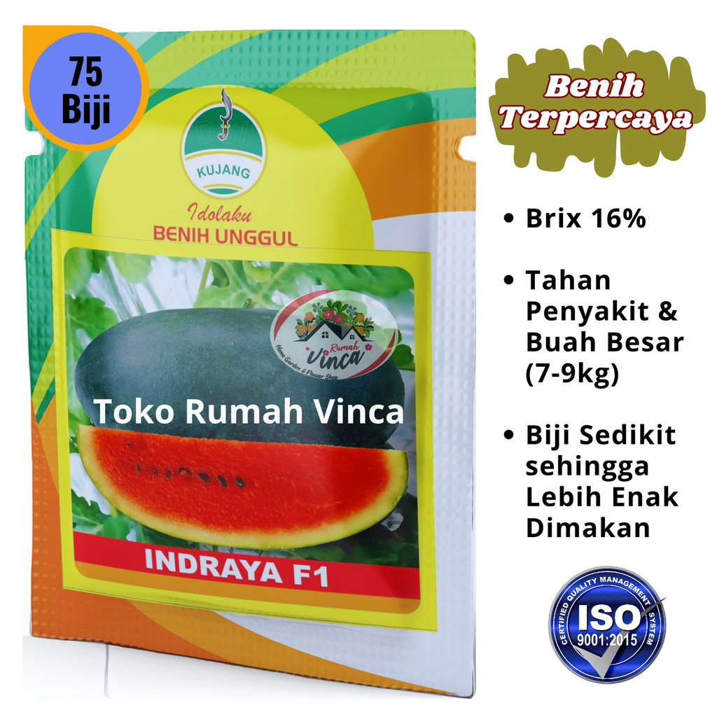 Benih Bibit Semangka Inul Merah Madu Tahan Virus INDRAYA F1 75 Biji Cap Kujang