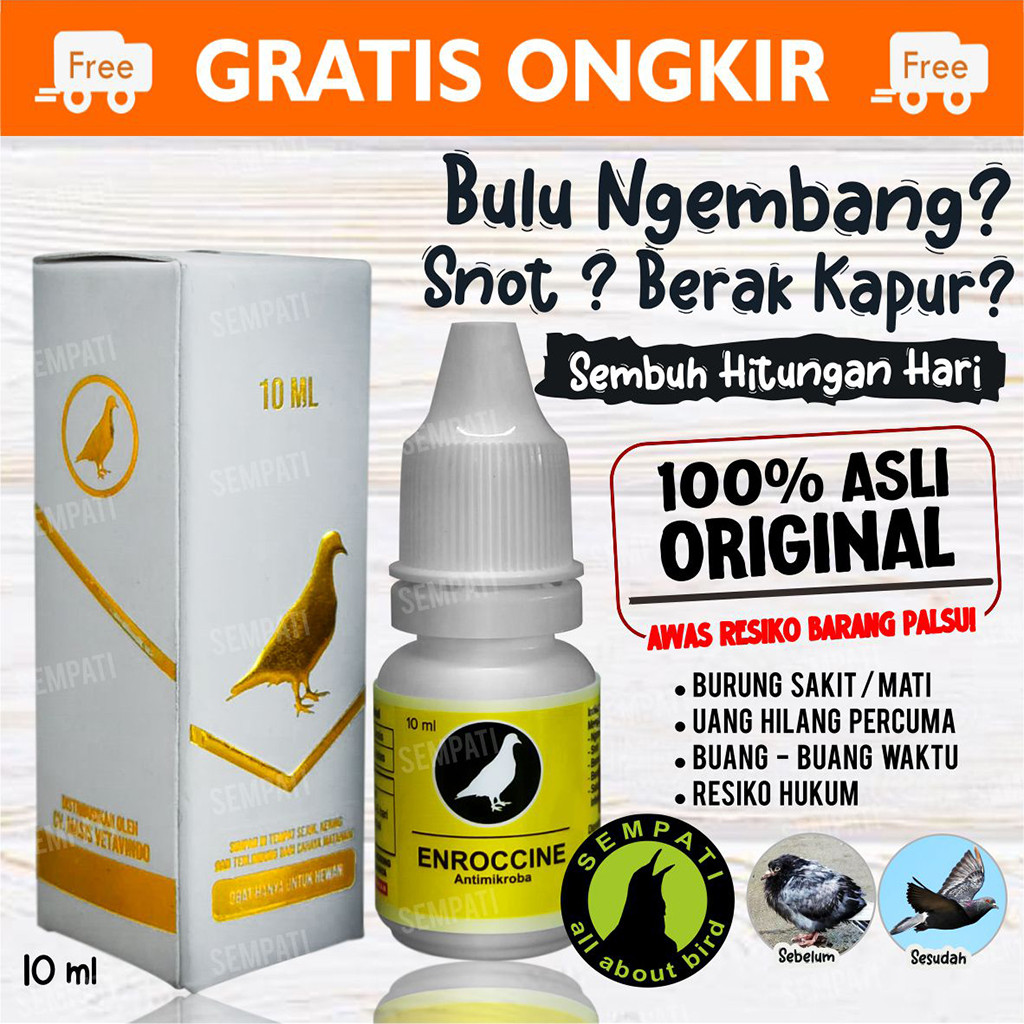 SEMPATI ENROCCINE VITAREST OBAT BURUNG MERPATI BERAK HIJAU KAPUR SNOT NGOROK ANTI MIKROBA ANTIMIKROB