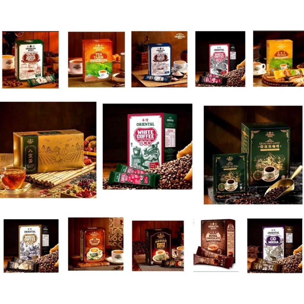 

Oriental Kopi White Coffee Malaysia Halal (Oriental Kopi) / teh tarik / royal chocolate 40g x 10 sachet (400g) Ori malaysia