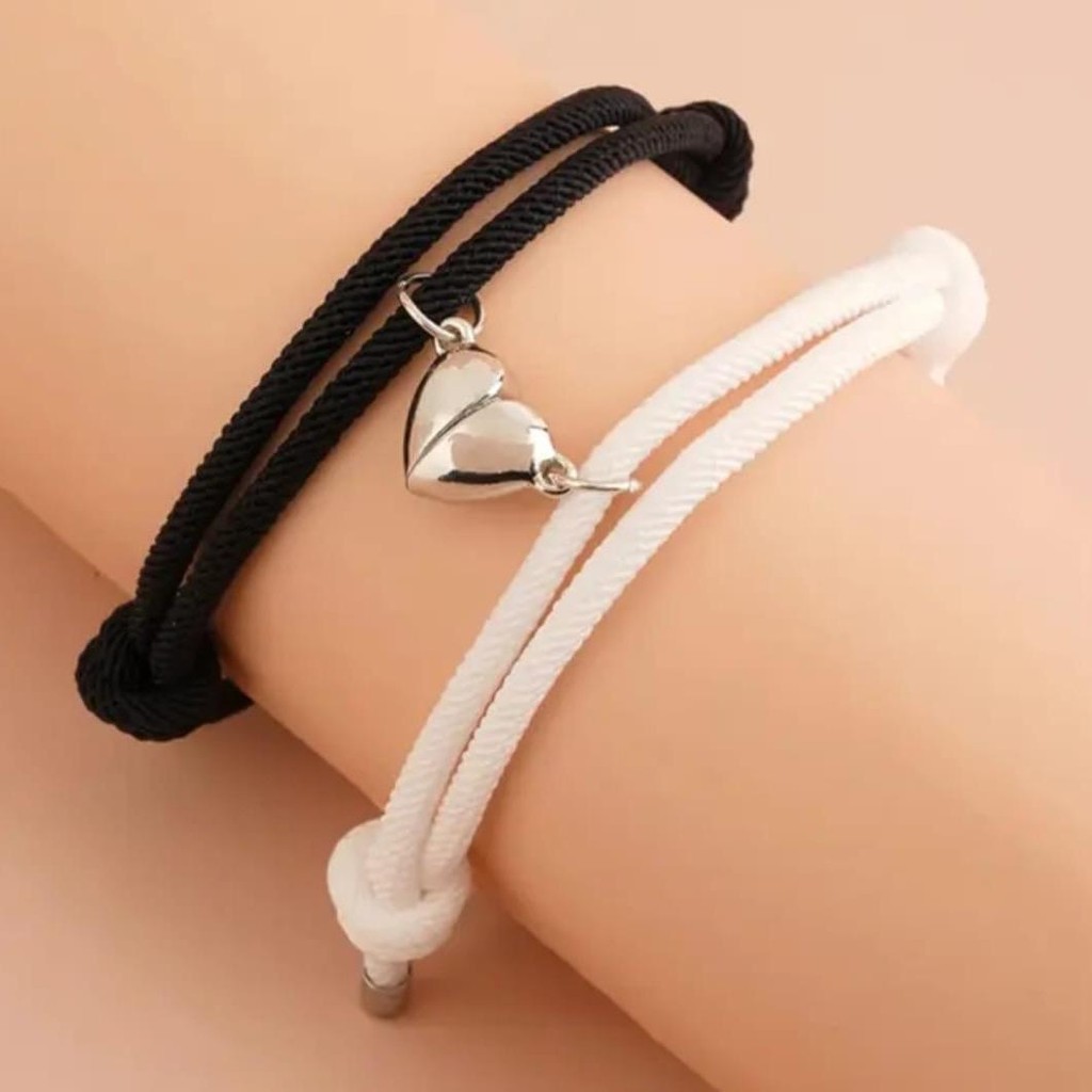Gelang Couple 2Pcs Liontin Kunci Hati Bracelets Sahabat Pacar Bestie / Gelang Kunci Love Couple / Ge
