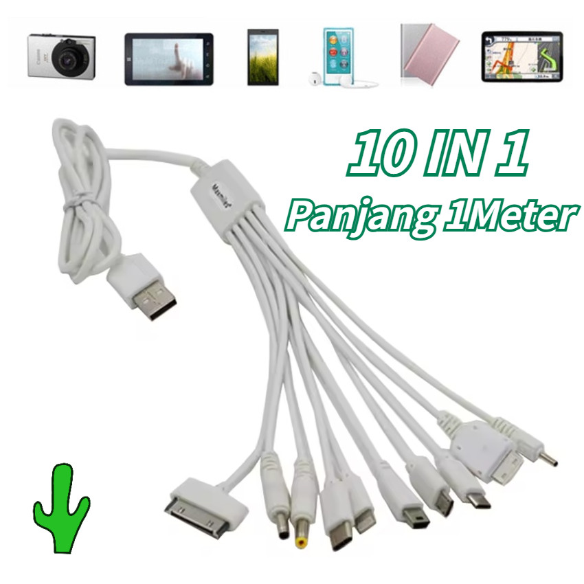 1Meter 10 in 1 Kabel Data Cumi USB / Kabel Charger Cumi Multifungsi USB 10in1