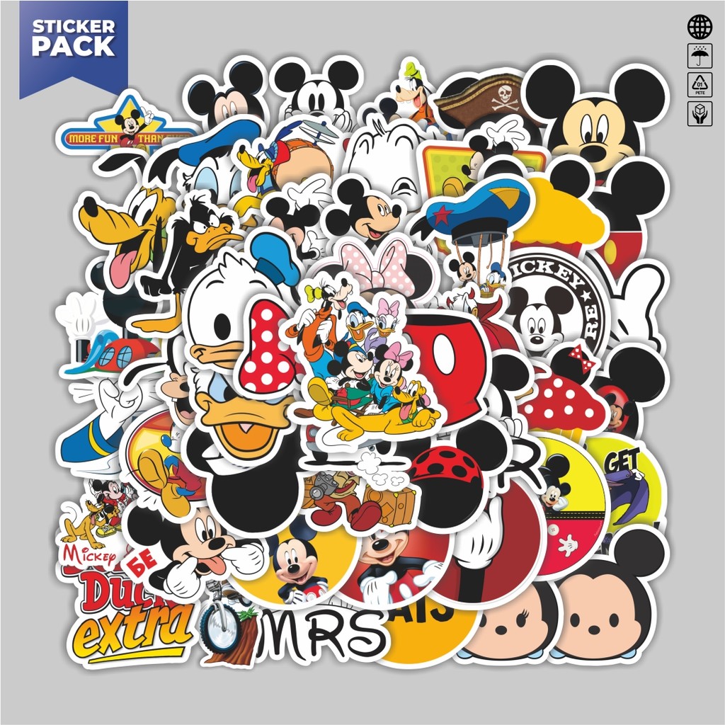 

[100PCS]Stiker Pack Stiker Kartun Mickey Mouse [Miki Tikus] Aesthetic Vinyl Anti Air Dekorasi Sticker Laptop Buku Journal Koper Helm Casing HP Gitar Helm Skateboard