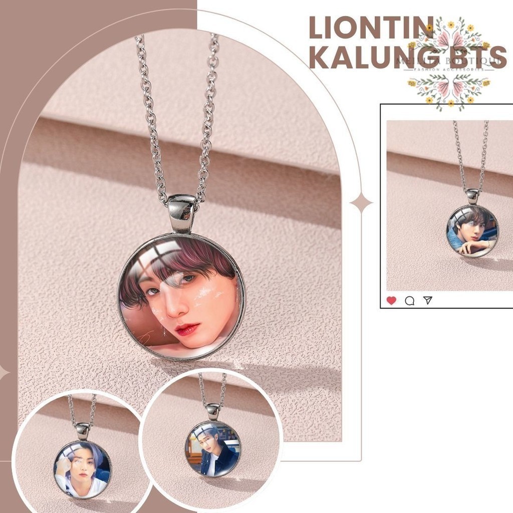 Kalung Liontin Resin Bulat Gambar BTS Fangirling Kit