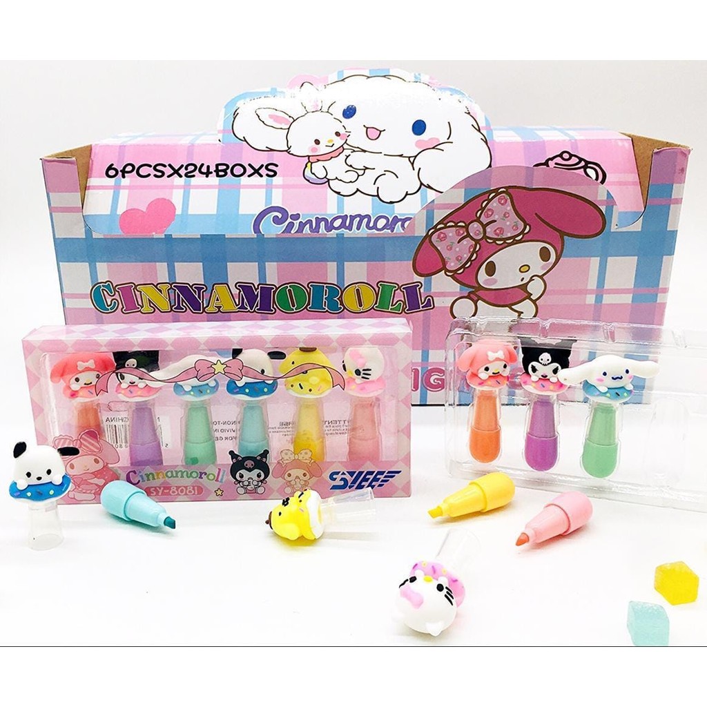 

*AJS* (1 SET = 6 PCS) STABILO SANRIO / HIGHLIGHTER SET SANRIO / STABILO KEPALA BONEKA