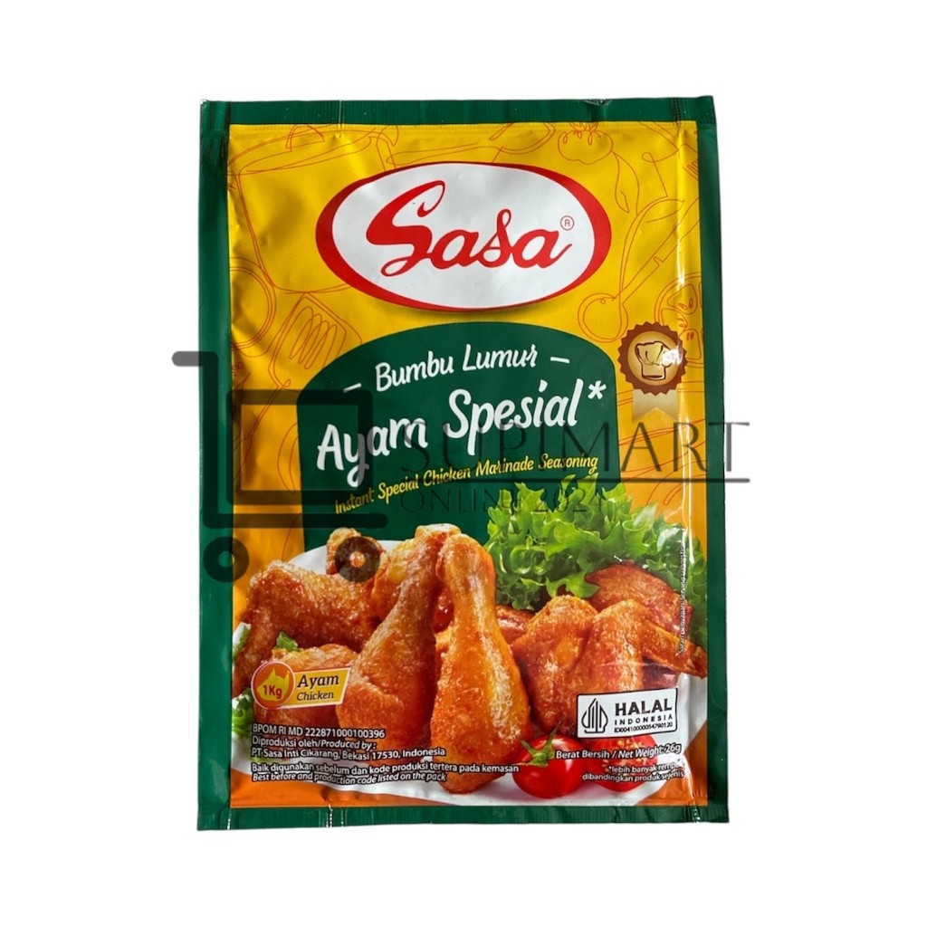 

Sasa Bumbu Lumur Ayam Spesial 26 Gram / Bumbu Marinasi Ayam Goreng