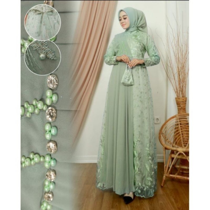 Gamis Brukat Terbaru Baju Wanita Jumbo Abaya Kebaya Dress Muslim  Camila Kamila Naila  Syari Remaja 