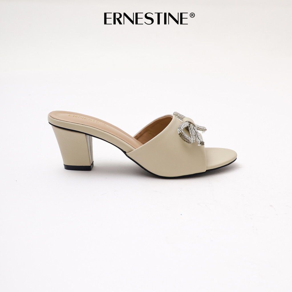 [BUY 1 GET 1 FREE] Ernestine Sandal Pesta Wanita warna hitam ivory heels 5 cm SD28-003