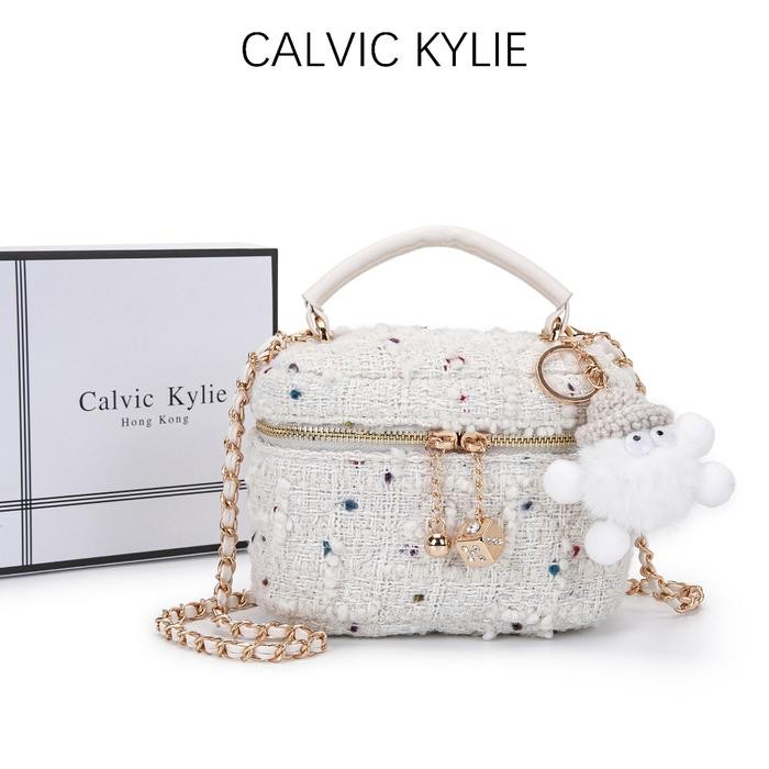 CALVIC KYLIE Mini Shoulder Bag Wanita Bucket Bag Mini Tas Selempang Wanita Fashion Tas  #2675 - C WH
