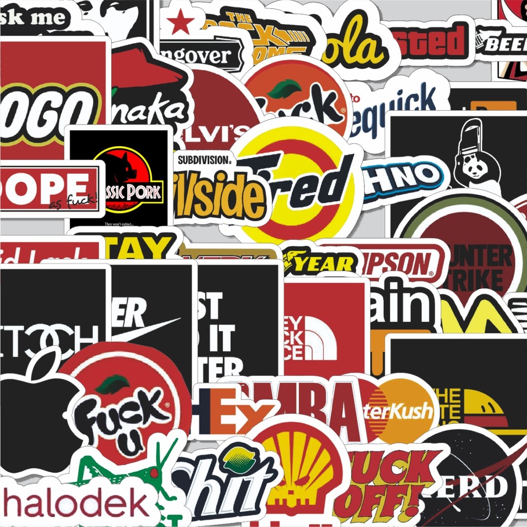 

Stiker Cutting Pack Stiker Random Logo Parodi Versi 4 Isi 100Pcs Series Aesthetic Lucu Keren Untuk Koper Bahan Vynil