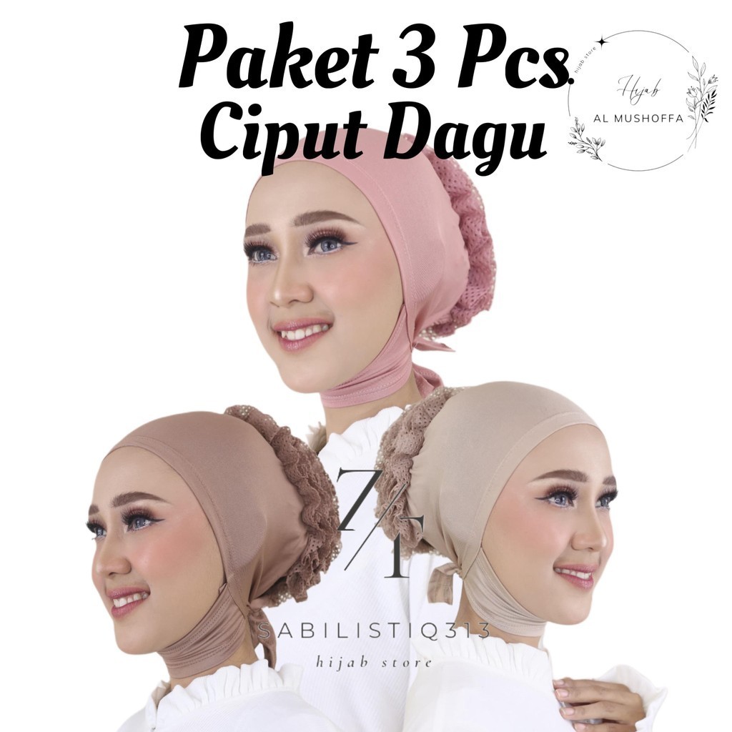 Paket 3 PCS     | Dalaman Turki Jilbab Kerudung ciput  sanggul Ciput Cepol