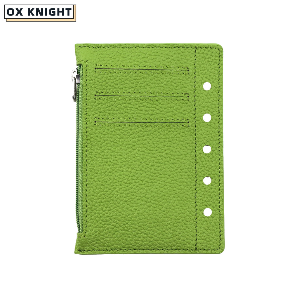 

OX KNIGHT Zipper Book Cover For A8 Size Ring Budget Planner Pebbled Grain Leather Storage Bag Mini Memo Pad Notebook Accessory