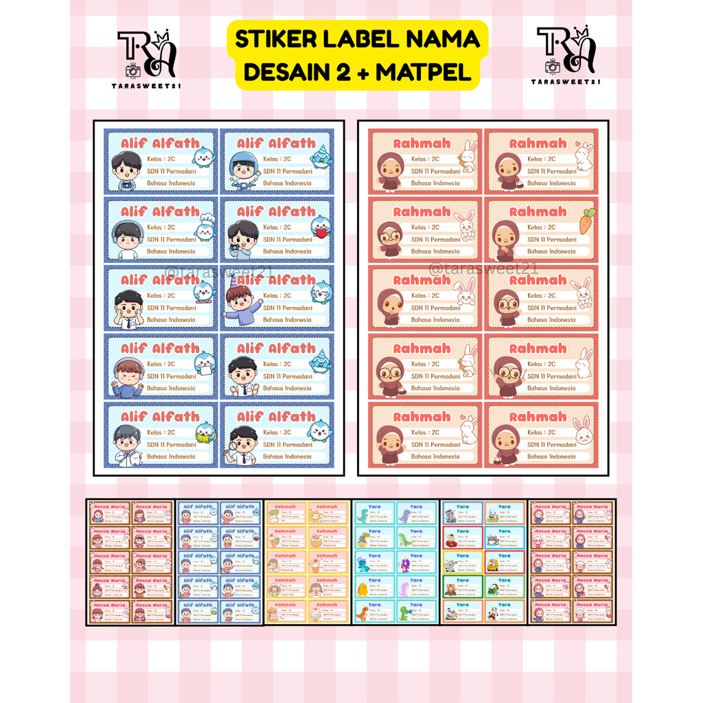 

(TR21) D2 ISI 10 /PACK Sticker Label Buku laminasi anti air - Stiker mapel - stiker buku sekolah - stiker mata pelajaran