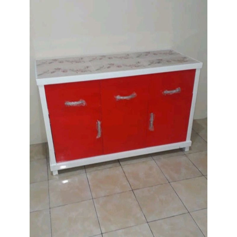 Rak kompor bawah kayu 3 pintu