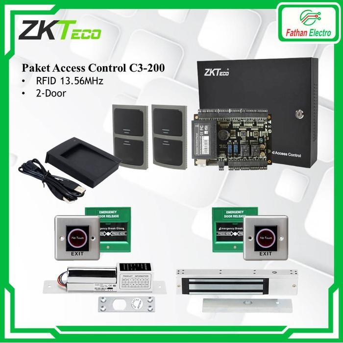 

Paket Access Control ZKTeco C3-200 2 Door Access Control RFID 13.56MHz