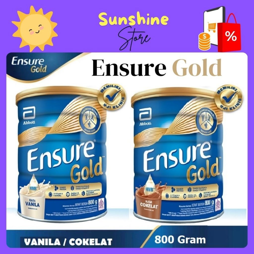 

ENSURE GOLD Vanila / Cokelat Kaleng - 380 Gram / 800 Gram - Nutrisi Dewasa Rendah Laktosa