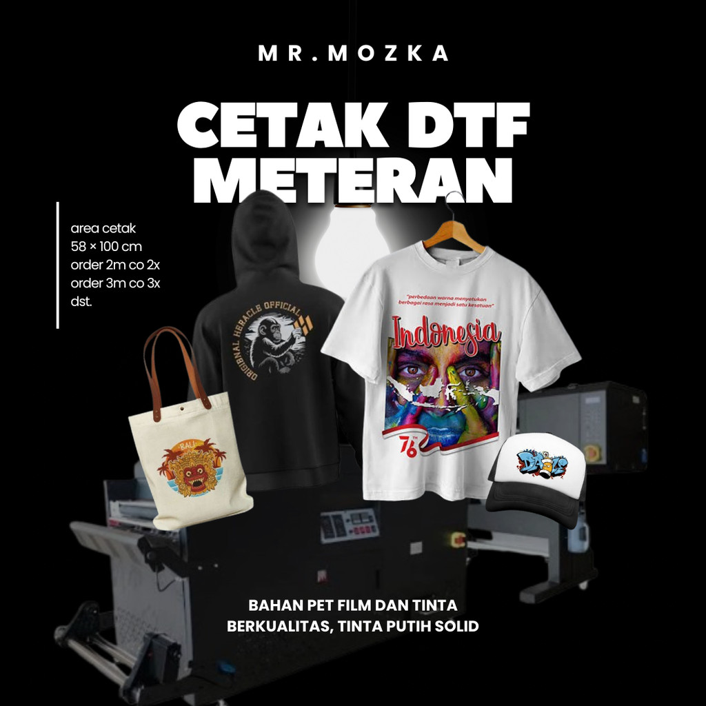 

Sablon DTF Plastisol Digital Meteran 58x100cm – Full Warna, Putih Solid, Warna Tajam