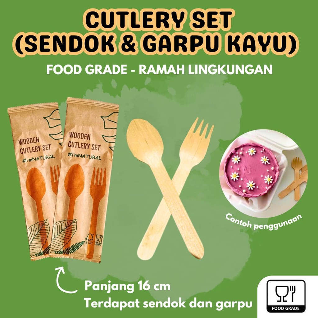 Sendok Kayu Garpu Kayu/Sendok dessert kayu/sendok roti bento ulang tahun/sendok kayu korean bento