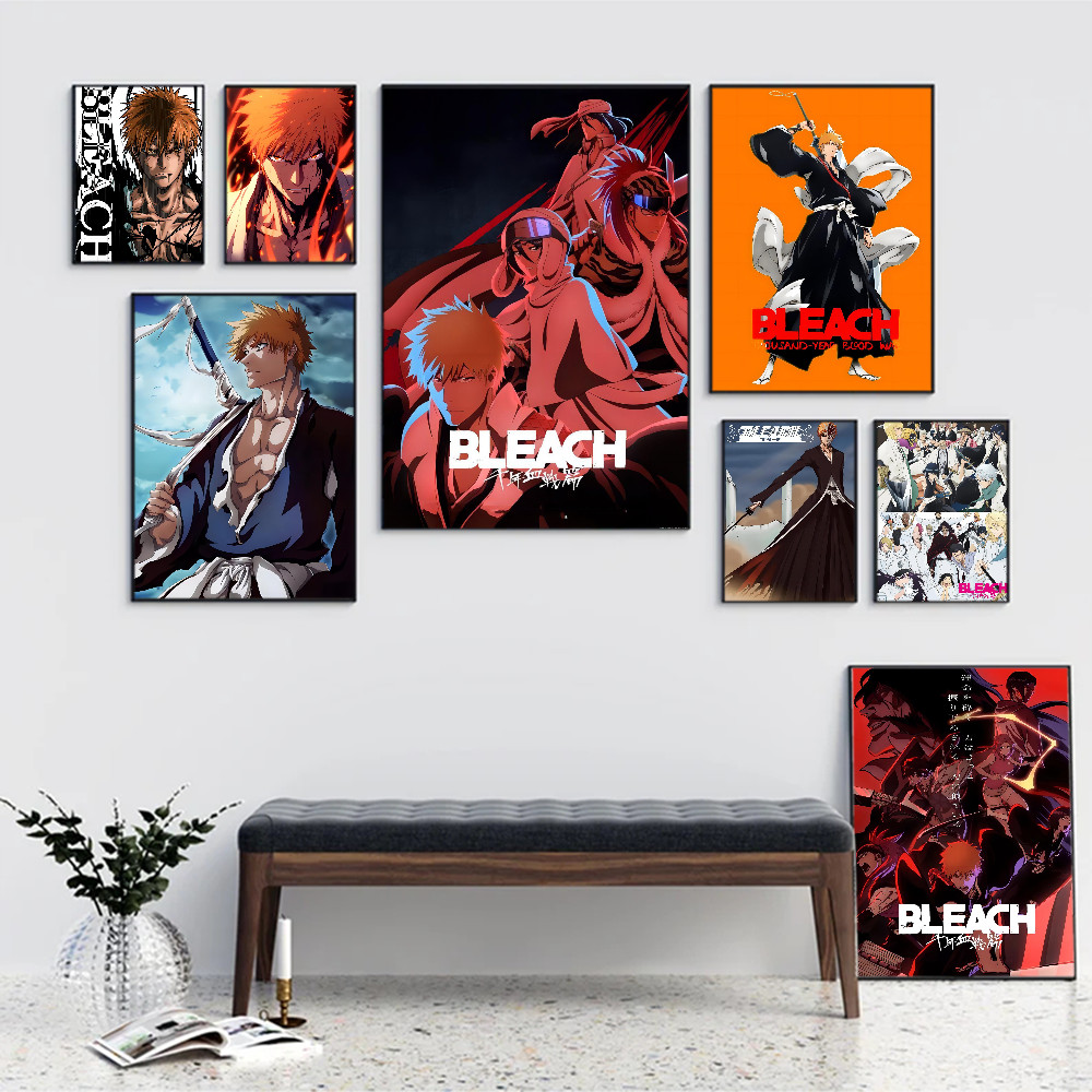 

bilibili Bleach Thousand-Year Blood Classic Vintage Posters Decoracion Painting Wall Art White Kraft Paper Kawaii Room Decor