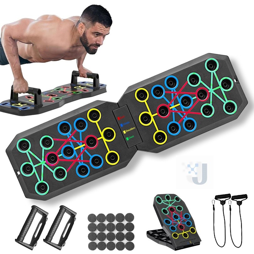 Portable Multifunctional Push-up Board Set With Handles Foldable Fitness Equipment For Chest Abdomen