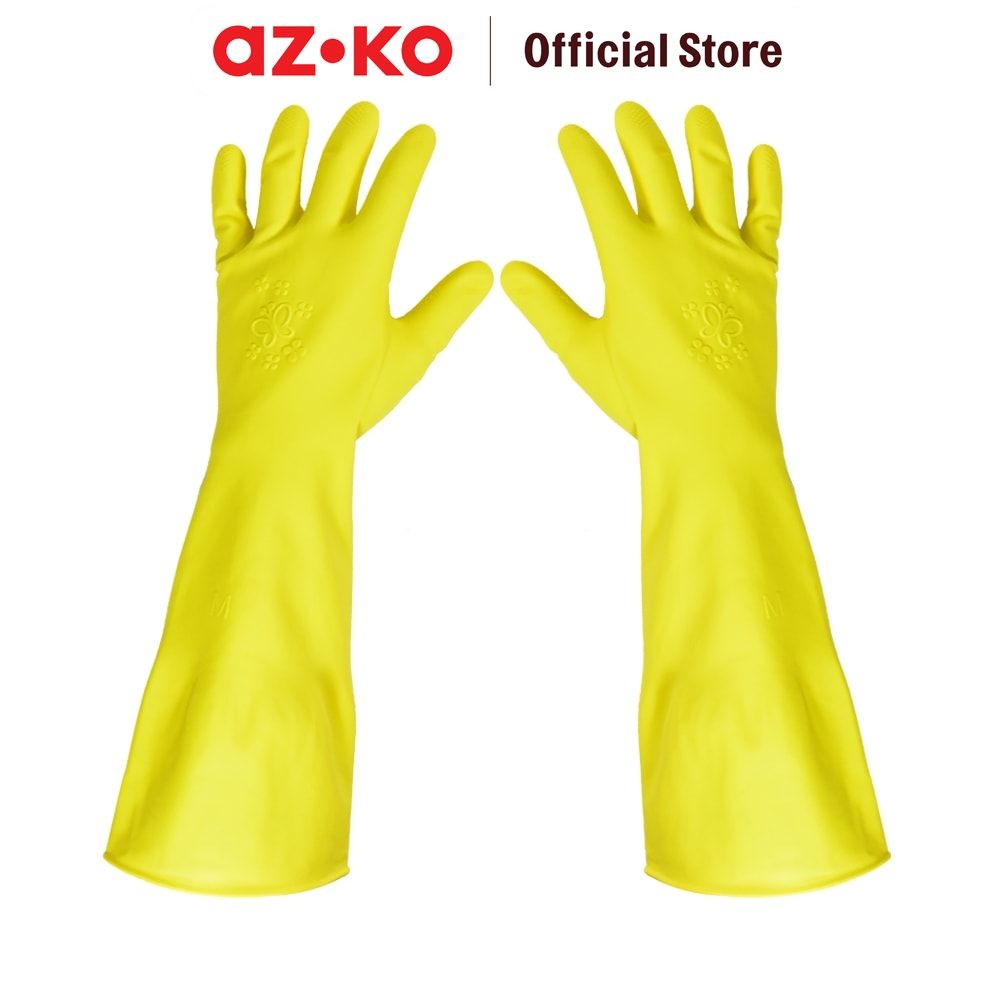 AZKO Duraglove Sarung Tangan Panjang Latex Butterfly Ukuran M - Kuning Industrial Hand Gloves Waterp