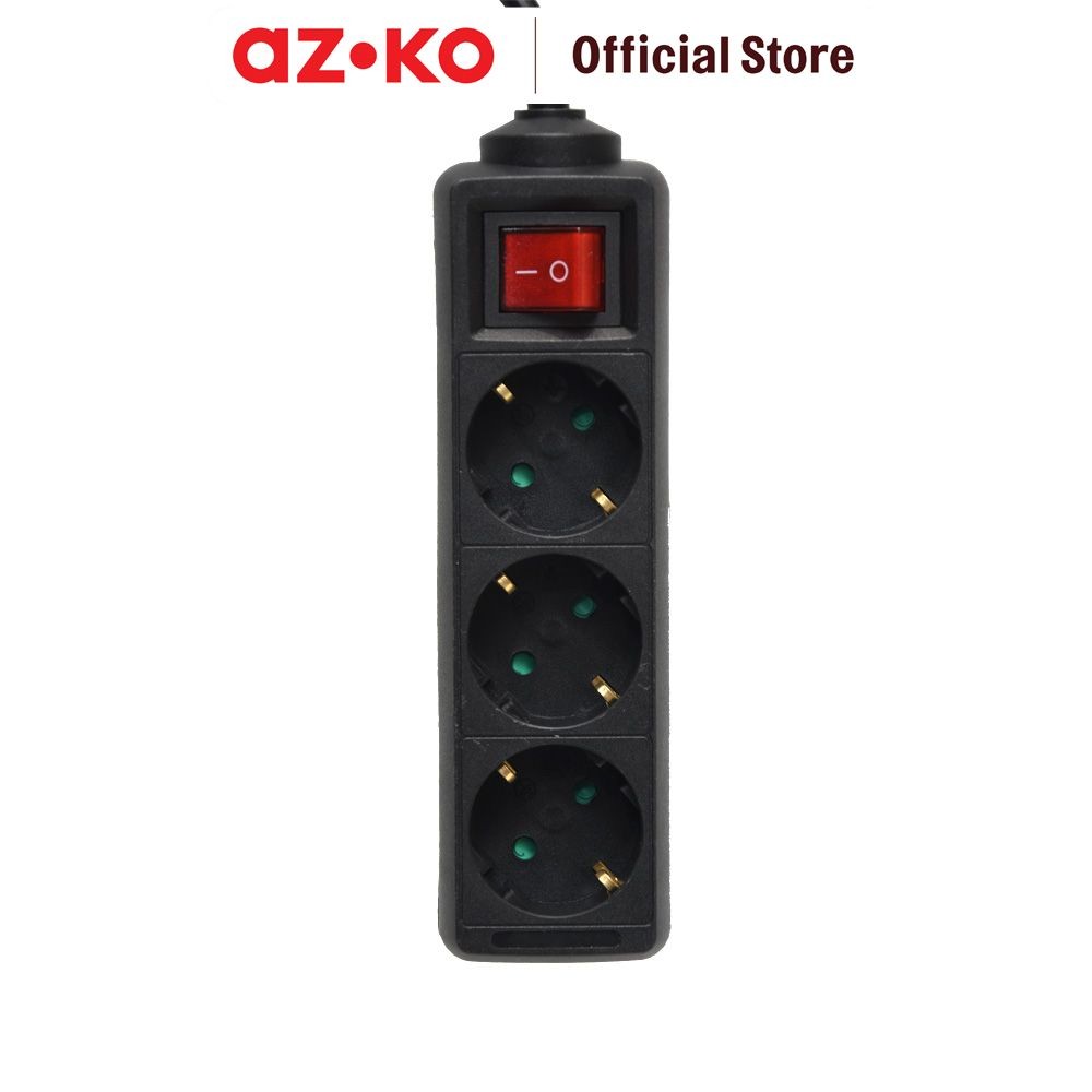 AZKO Krisbow Stop Kontak 3 Socket Kf-B-03kp - Hitam Electric Socket Terminal Colokan Listrik Peralat