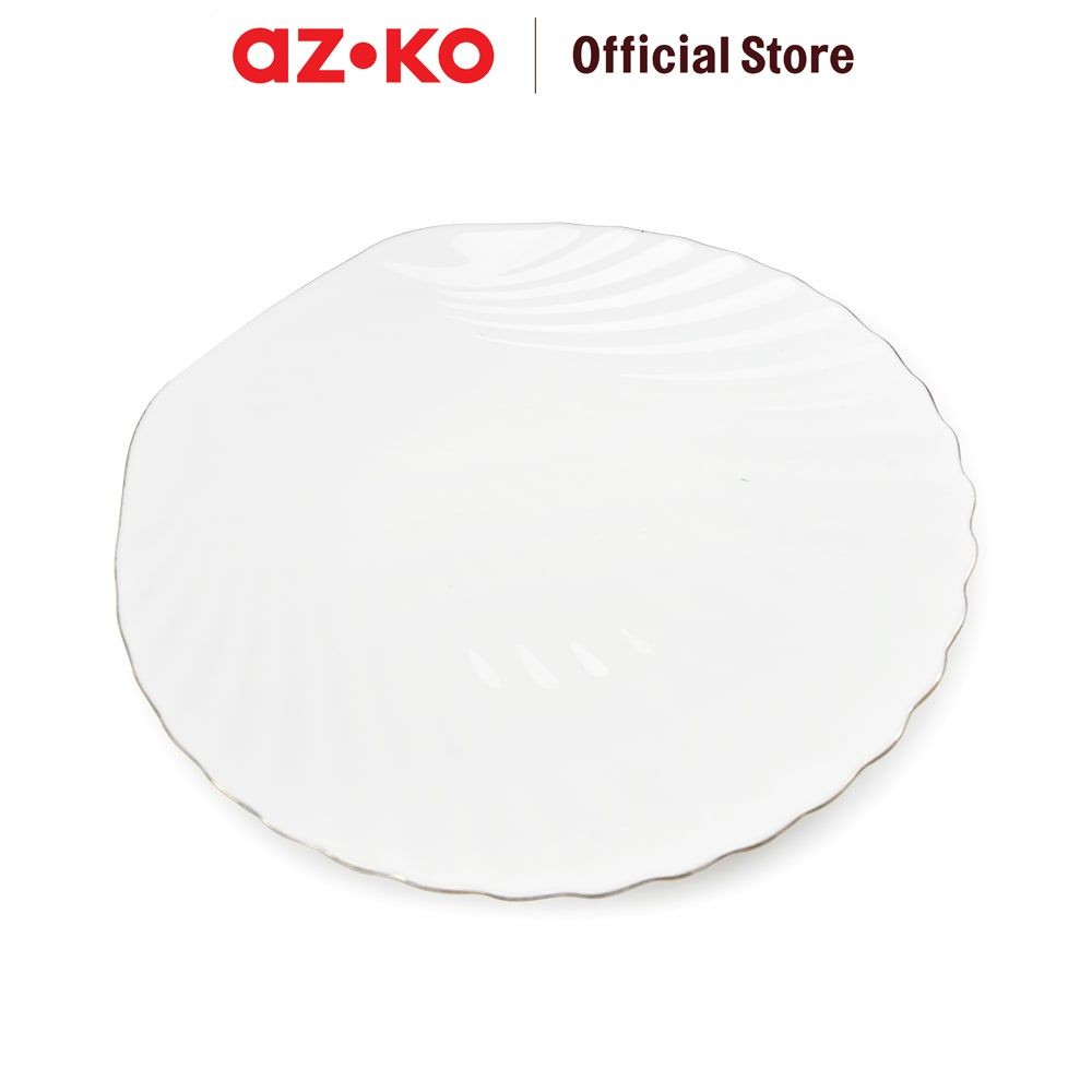 AZKO Delicia 37 cm Piring Saji Besar - Putih Serving Plate Wadah Hidangan Food Grade Piring Lauk Kac