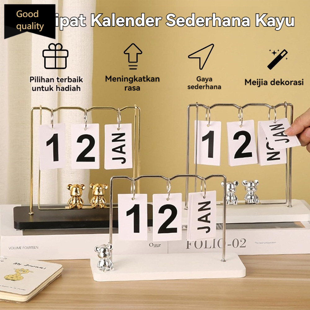 

【SHIP IN 48】 Beruang Kalender Ornamen Ruang Tamu Ruang Kantor Kalender Desktop Kantor Kreatif Kerajinan Logam Besi Eropa Bear Calendar Ornament Living Room Office Desktop Calendar Creative European Iron Metal Crafts
