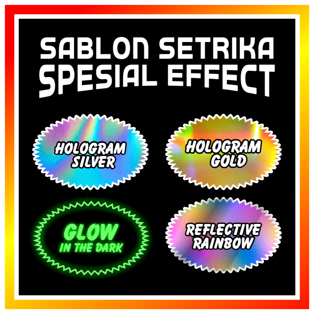 Bordir Logo SABLON SETRIKA REFLECTIVE POLYFLEX DTF HOLOGRAM GLOW IN THE DARK - GANTI TOPIbisa pesan 