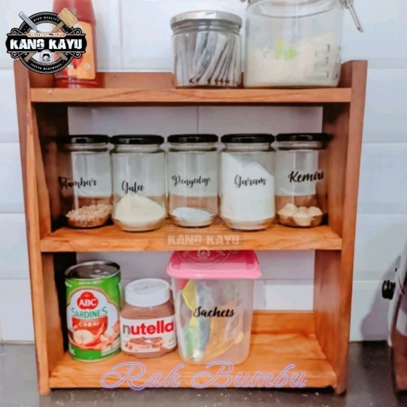 Rak bumbu dapur minimalis rak bumbu kayu serbaguna