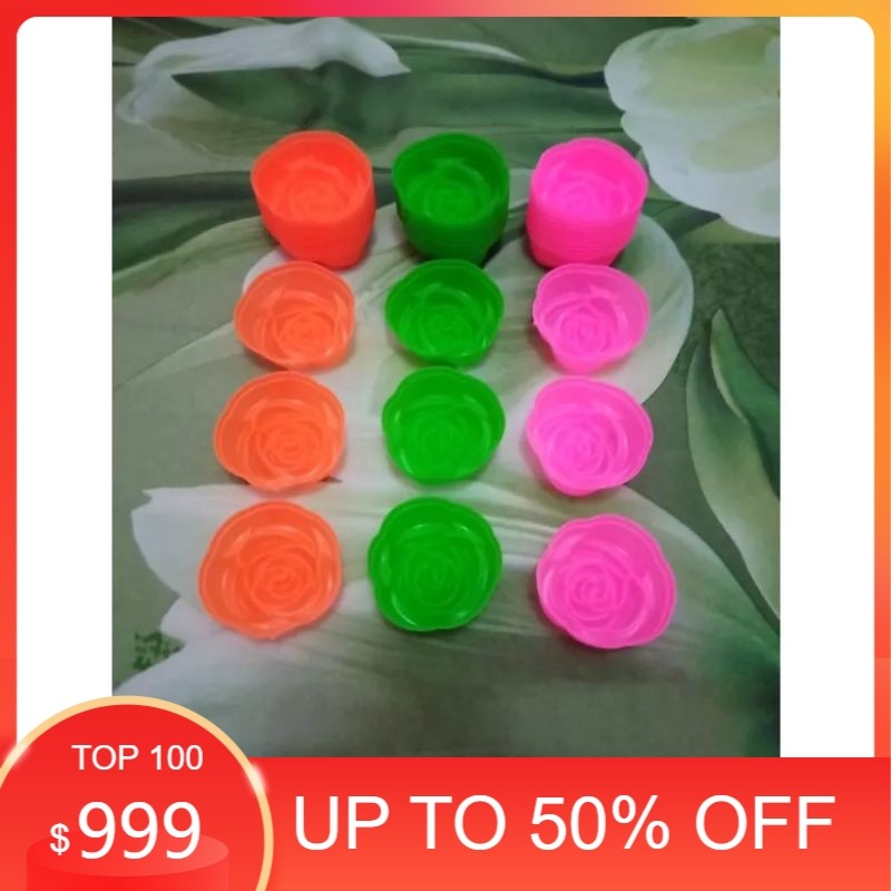 36 pcs cetakan bolu kukus motif mawar cetakan puding plastik warna