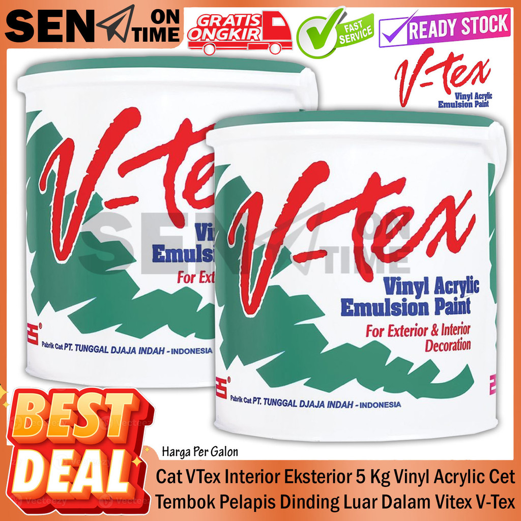 Cat Tembok Interior Exterior V Tex 5 Kg Pail Putih Warna Cet Pelapis Plapis Luar Dalam Dinding Vitek