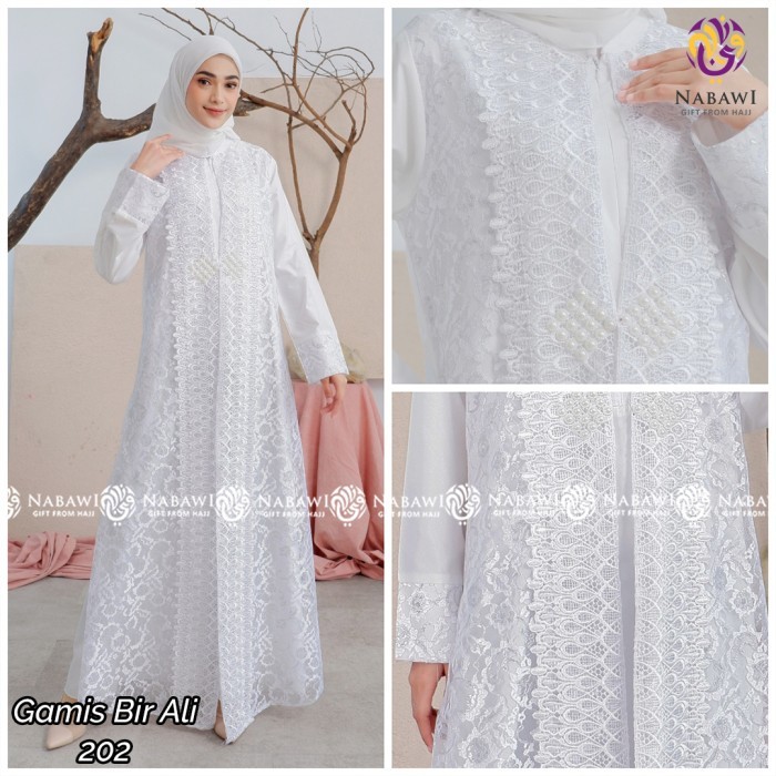 Busana Muslim Wanita Modern Modis Trendy Bahan Berkualitas Bagus /Gamis Putih Wanita Brukat Baju Leb