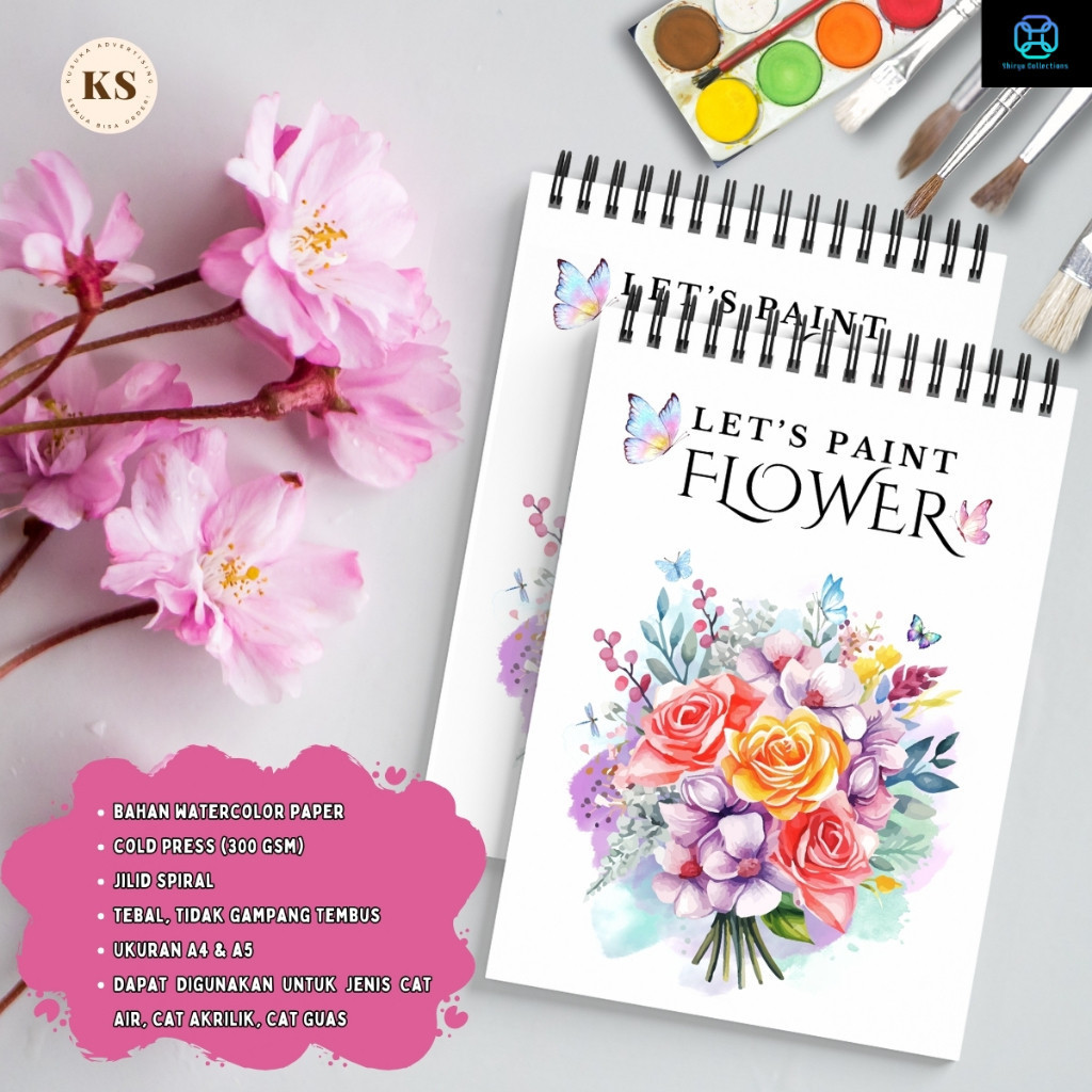 

WATERCOLOR BOOK TEMA FLOWER COLD PRESS 300GSM Buku Sketsa Mewarnai Dewasa Remaja Ukuran A4 A5