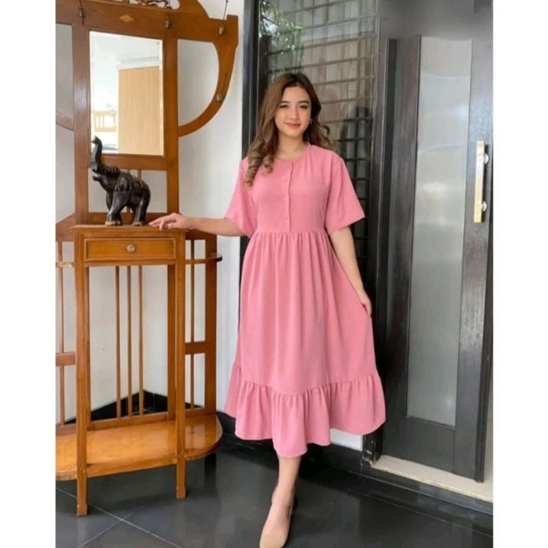 Daster Crinkle Nadira dress daster wanita crinkle airflow terbaru daster polos crinkle airflow jumbo