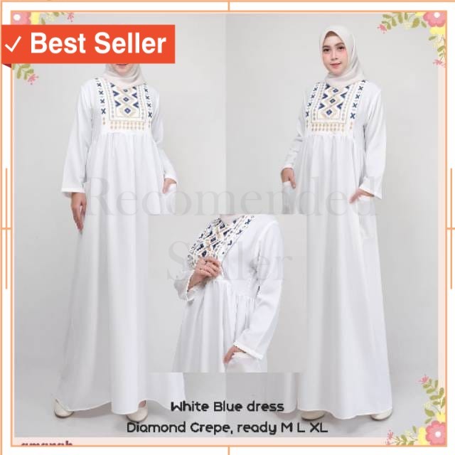 Busana Muslim Wanita Murah Keren Modis Cantik /Shaima Dress Wanita Gamis Putih Gamis Terbaru 2021 Ga