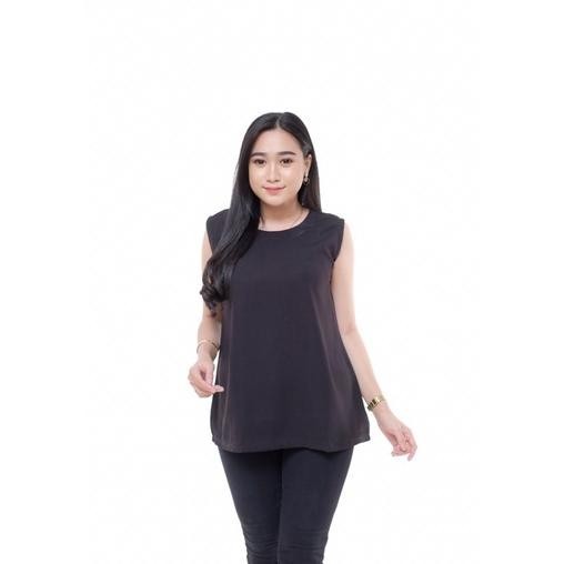 Inner Basic Iner Dalaman Wanita Tanpa Lengan Blazer Tank Top Kain - Hitam, M LA