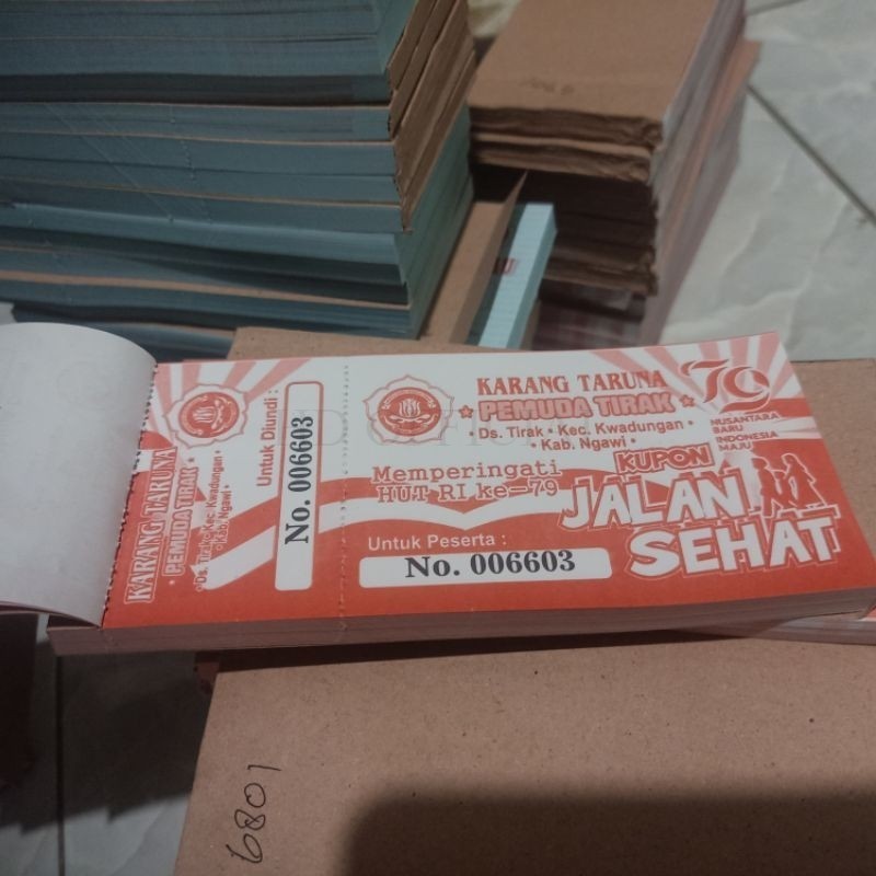 

CUSTOM KUPON JALAN SEHAT AGUSTUSAN • KARCIS PARKIR • TIKET MASUK • VOUCHER • QURBAN CUSTOM