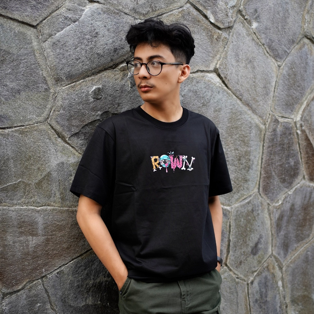 【Barang Ready & Promo】kaos pria baju oversized Rown Division Official T-Shirt Black - Rowndvsn Kaos 