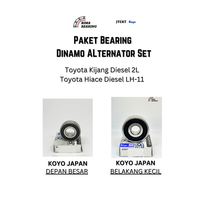 Paket Bearing Alternator Dinamo Ampere Set Kijang Kapsul 7K Diesel 2L Hiace Lh11 Koyo JAPAN Ori