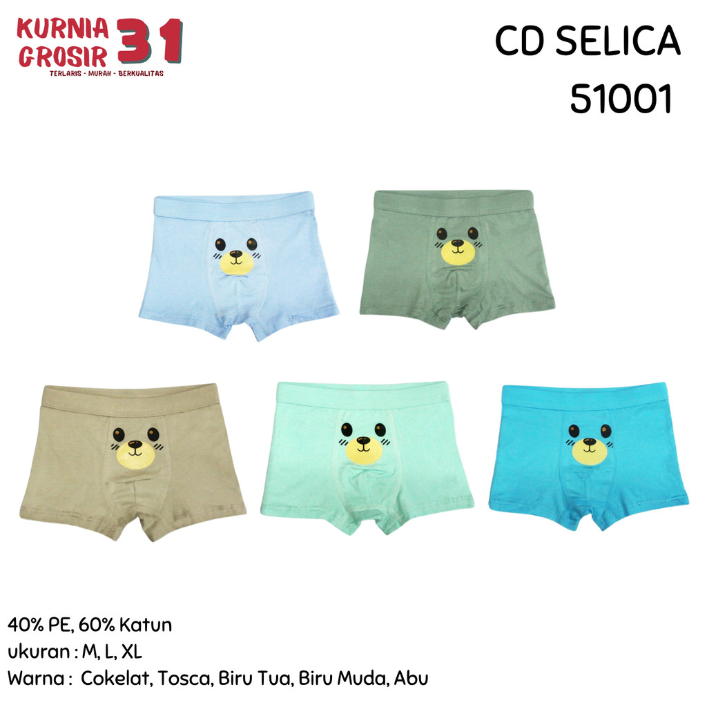 CD Anak Model BOXER Selica 51001 Polos Warna / Celana Dalam Anak