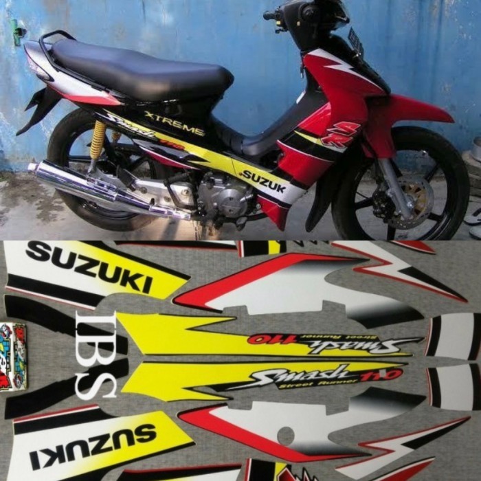 STRIPING SMASH 110SR MERAH 2005 STIKER LIS SUZUKI 110 SR POLET STIKER