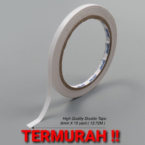 

DOUBLE TAPE PEREKAT 2 SISI JOYKO 6 MM X 15 YARD 1/4 INCH SIDED LEM PEREKAT TIP SUPER KUAT MURAH BLUE