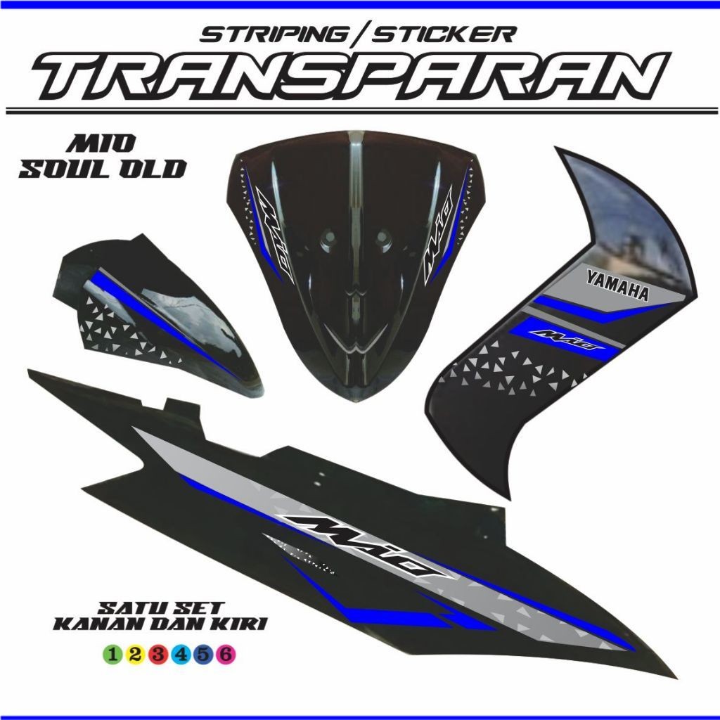 STIKER STRIPING TRANSPARAN MIO SOUL KARBU - Striping Motor MIO SOUL KARBU Bahan Transparan UV TRANSP