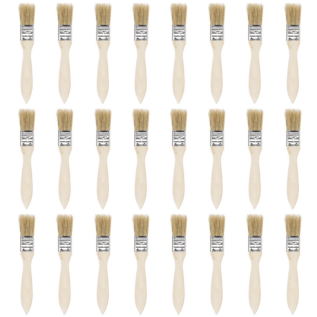 

uxcell 24 Pcs 1 Inch Paint Brush Natural Bristle Flat Edge with Wood Handle Wall Treatment Tool for Paint, Varnishes