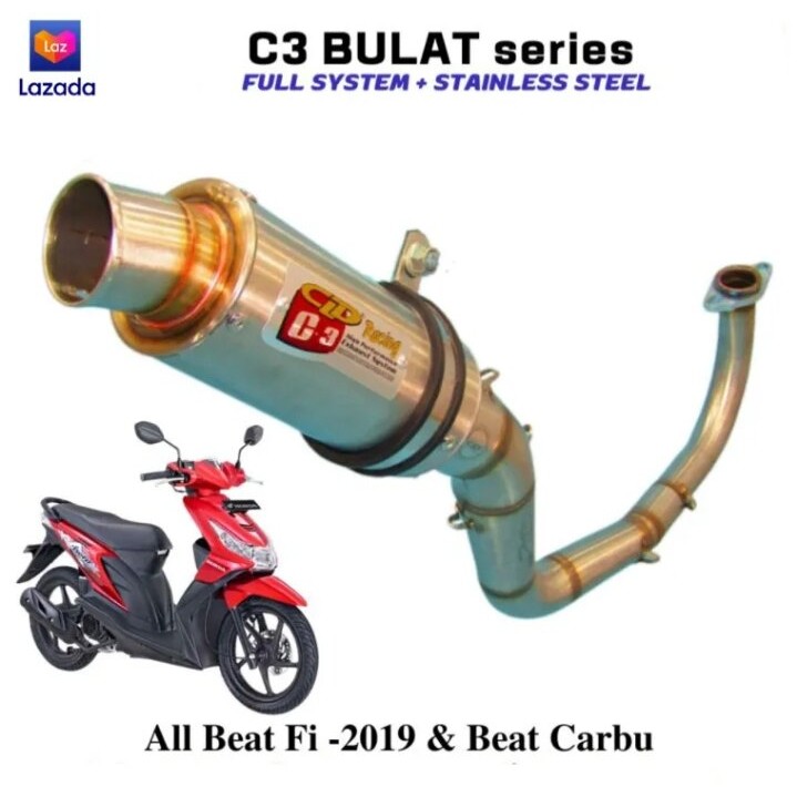 Knalpot Motor CLD Racing C3 Bulat Honda Beat Scoopy Vario