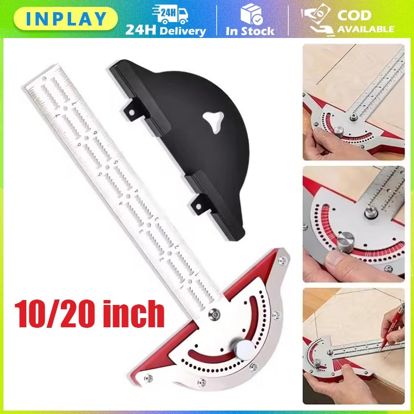 

10/20inch Woodworking Angle Ruler Stainless Steel / Alat Ukur Sudut Tukang Kayu Presisi untuk Dekorasi, Baseboard & Proyek DIY