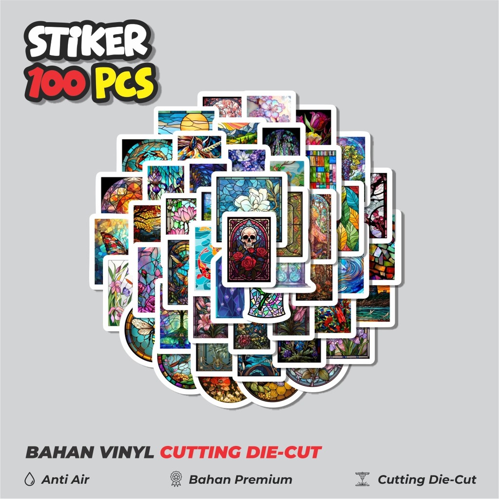 

Terbaru! 50 pcs Stiker Colorful Glass Art (Seni Kaca Patri Berwarna).Dekorasi Lucu Kreatif untuk Notebook, Skateboard, HP